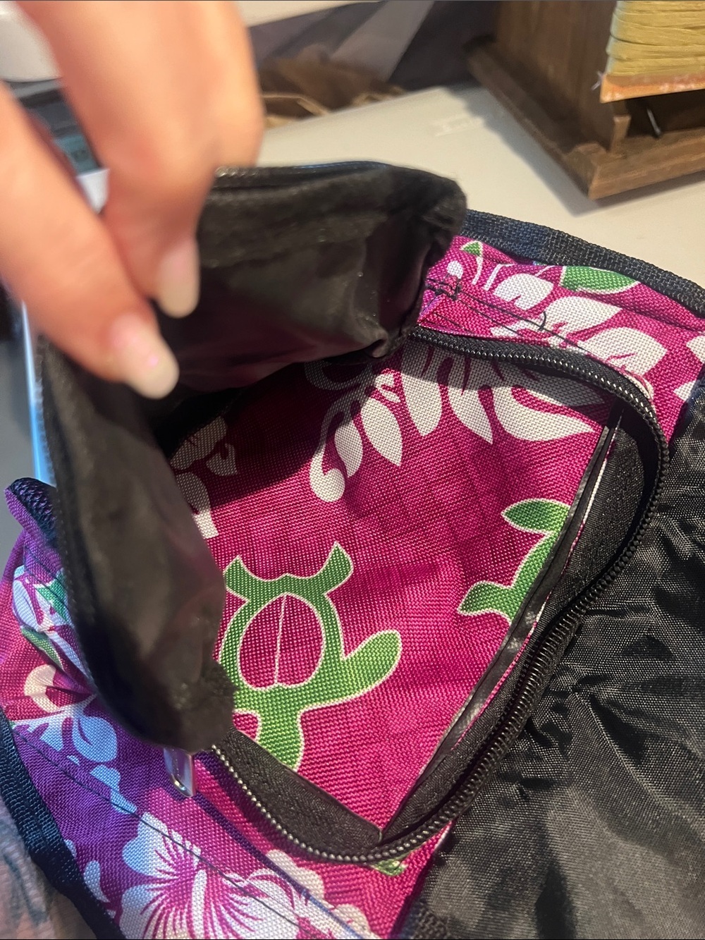 Floral Magenta Pink Messenger Bag with Adjustable Strap - Picture 8 of 11